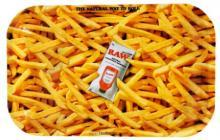 RAW METAL ROLLING TRAY FRENCH FRIES - SMALL